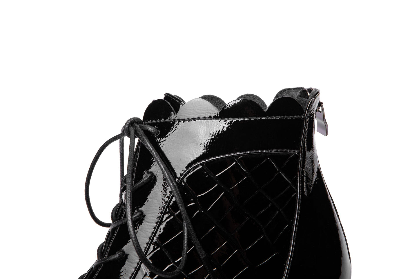 Nine Seven Women's Glossy Patent Leather Handmade Colorful Crystal Mid Chunky Heel Round Toe Back Zipper Ankle Boots with Selftie