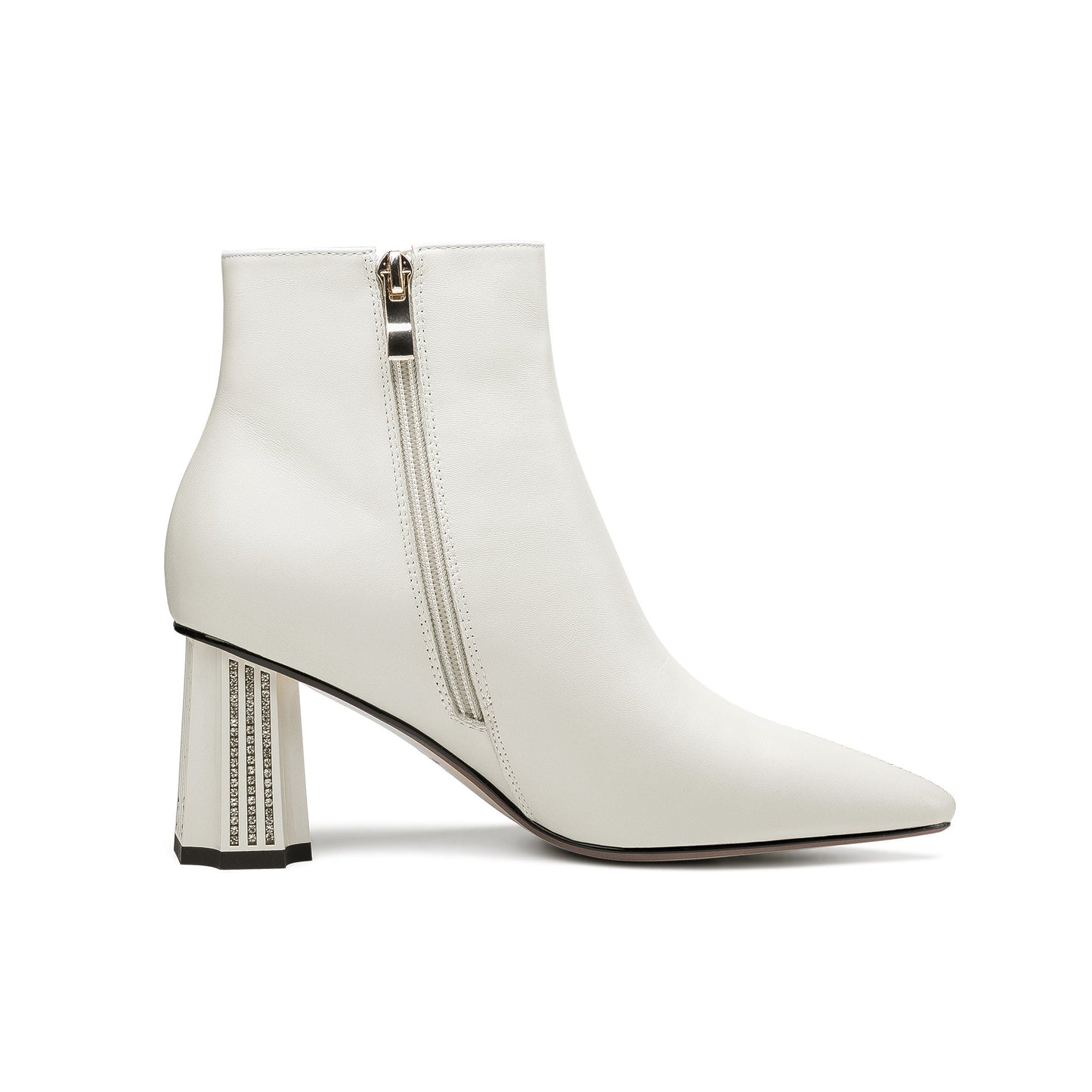 Nine Seven Women's Genuine Leather Handmade Comfortable Mid Block Heel Pointed Toe Side Zip Up Dressing Boots with Bowtie Decor