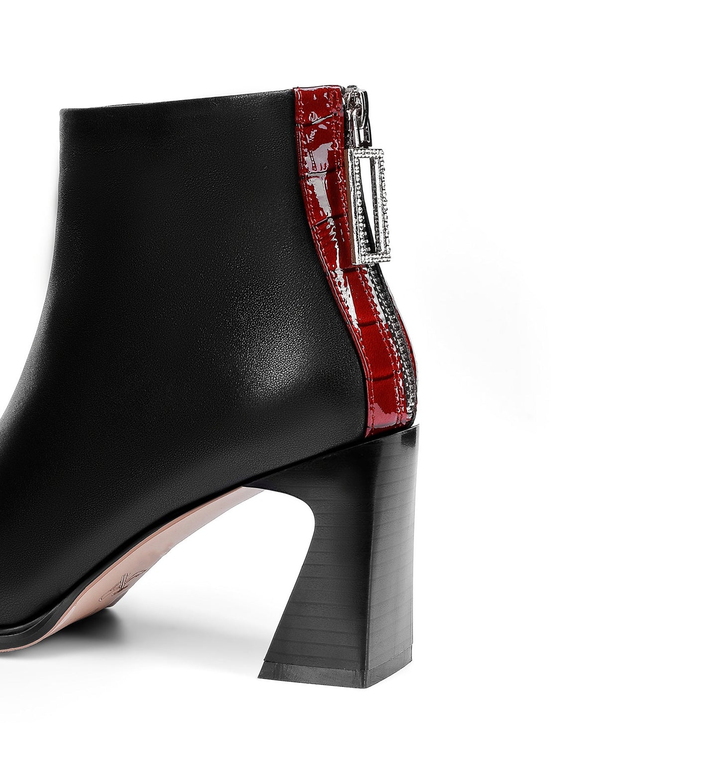 Nine Seven Women's Genuine Leather Handmade High Spool Heel Back Zip Up Patent Square Toe Retro Ankle Boots