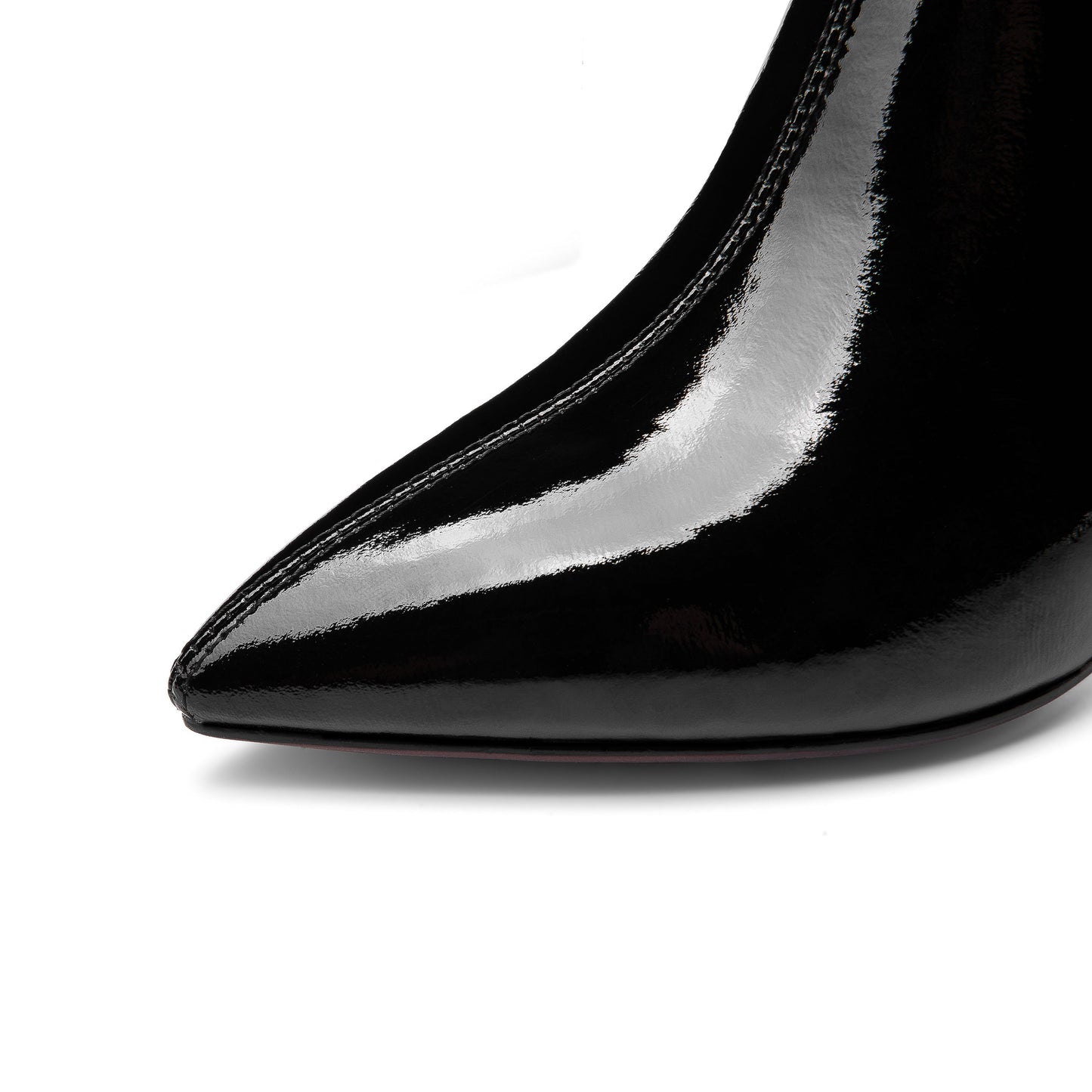 Nine Seven Women's Patent Leather Handmade Pointed Toe Side Zip Up Stylish Cylindrical Mid Heel Ankle Boots