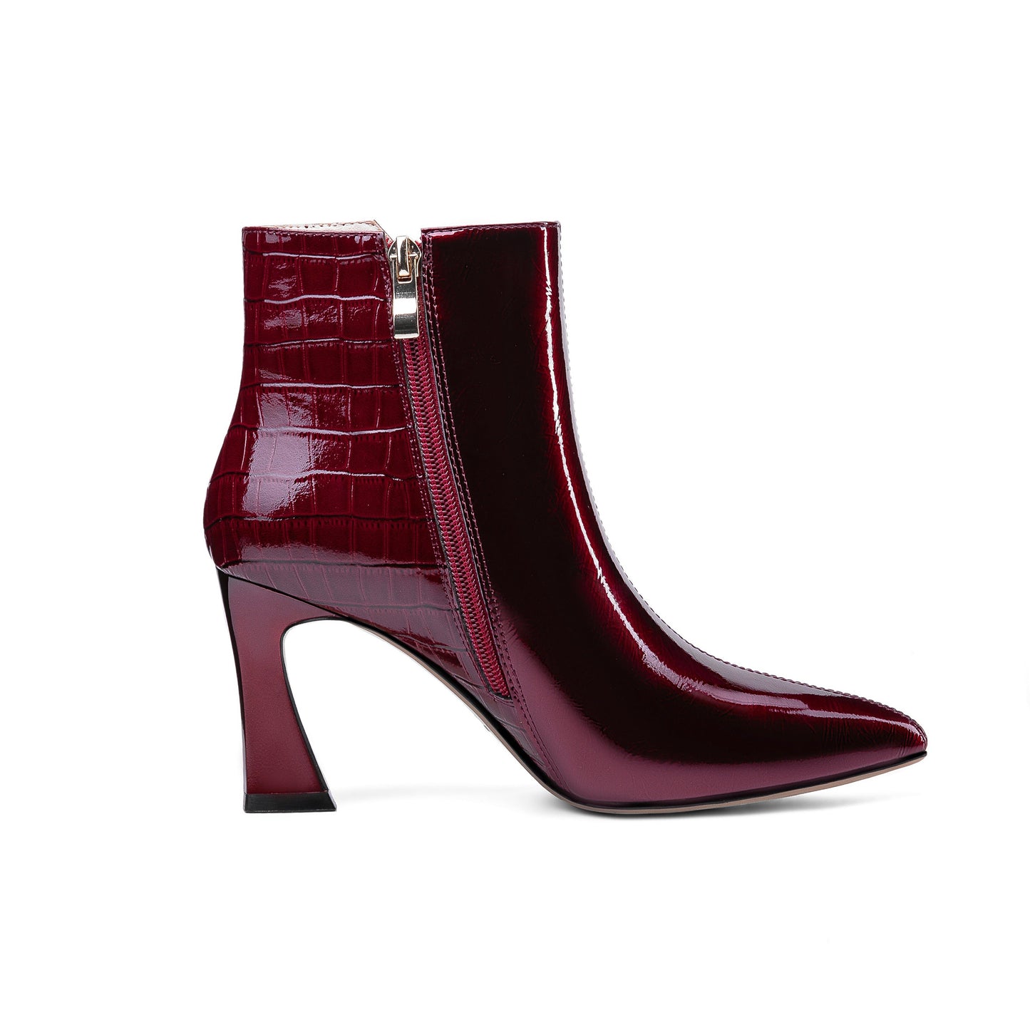 Nine Seven Women's Handmade Patent Leather Pointed Toe High Heel Side Zip Up Glossy Plus Size Ankle Booties