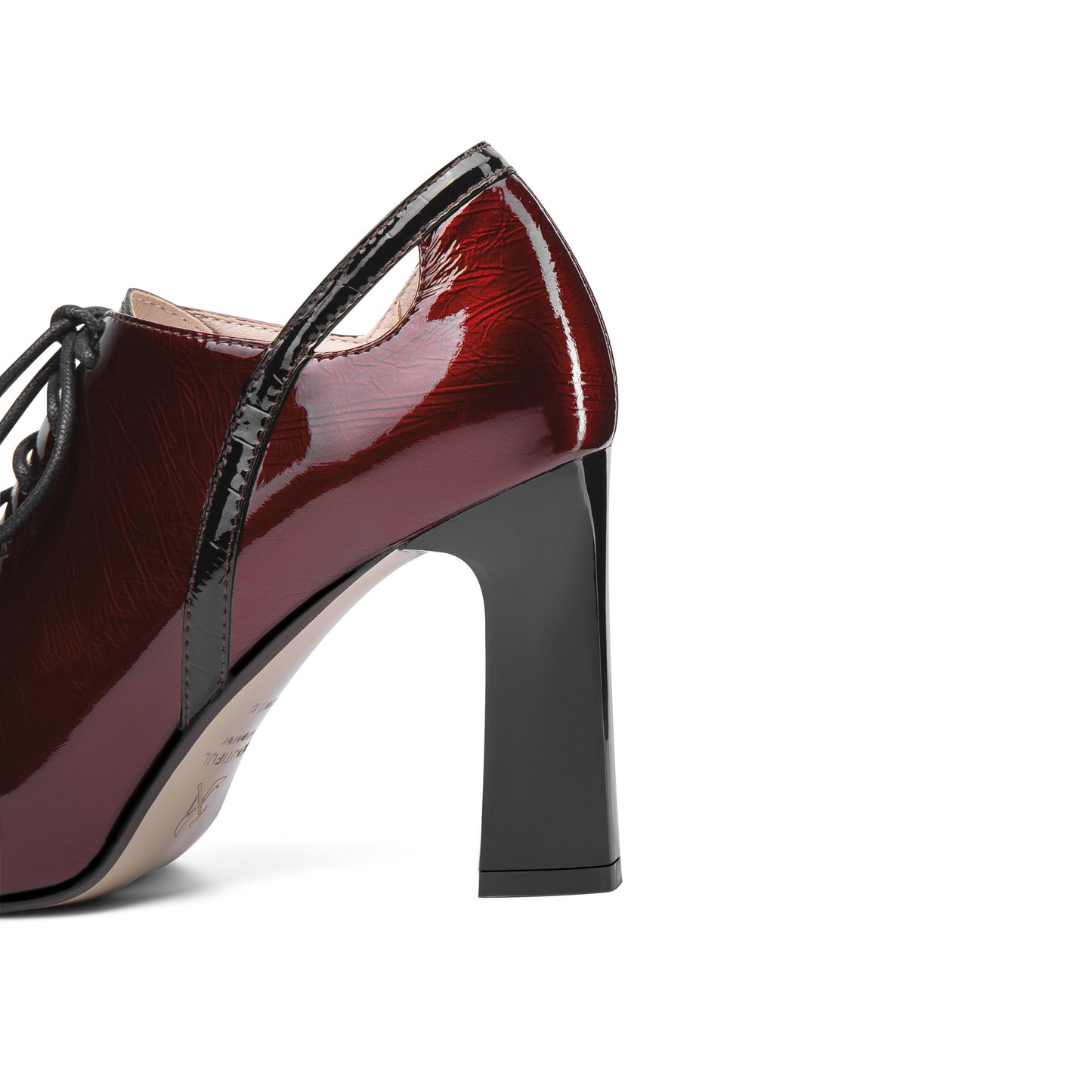 Nine Seven Women's Glossy Patent Leather Handmade Sexy High Chunky Heel Pointed Toe Lace Up Pump Shoes with Platform