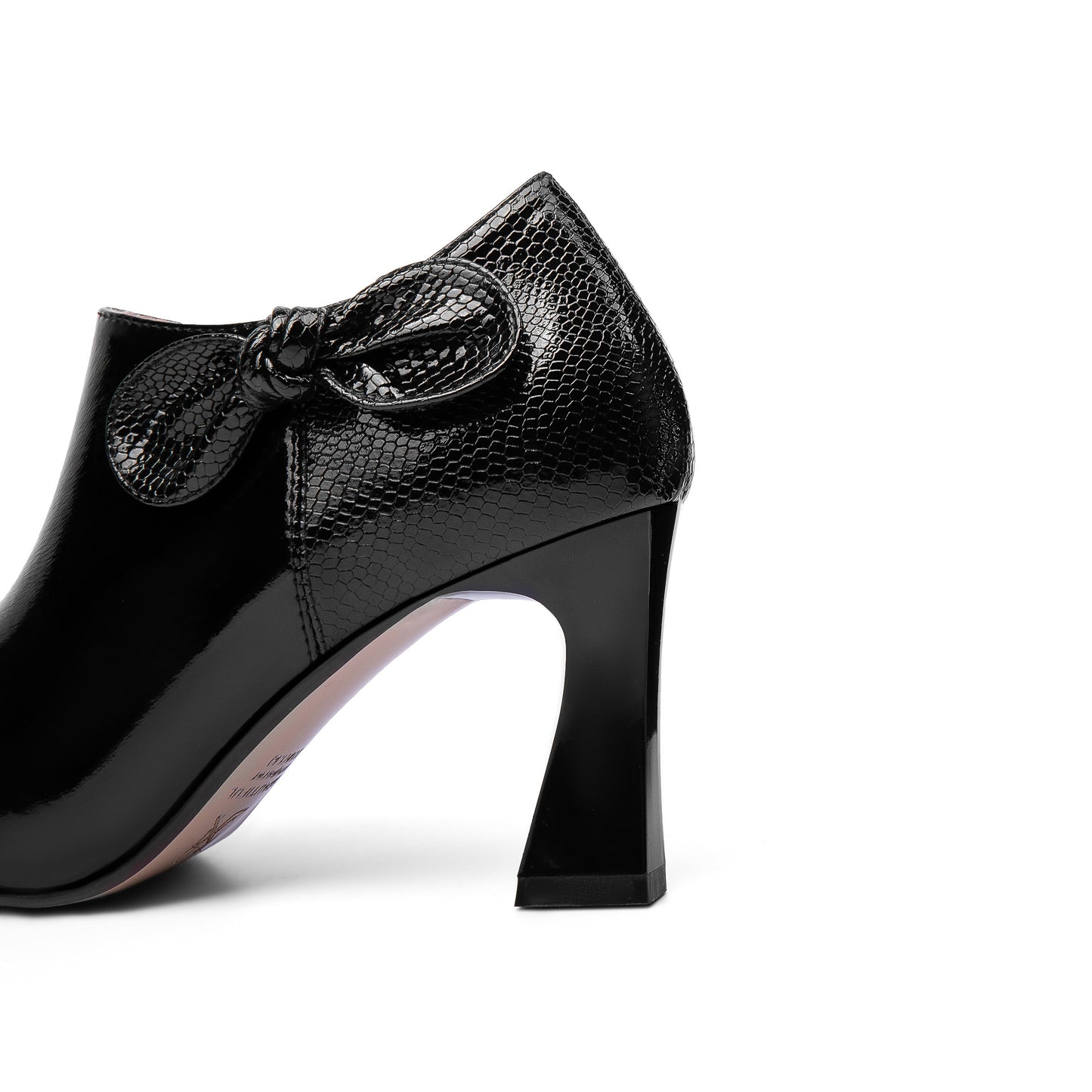 Nine Seven Women's Patent Leather Handmade Pointed Toe Side Zip Elegant High Chunky Heel Pumps with Cute Bow