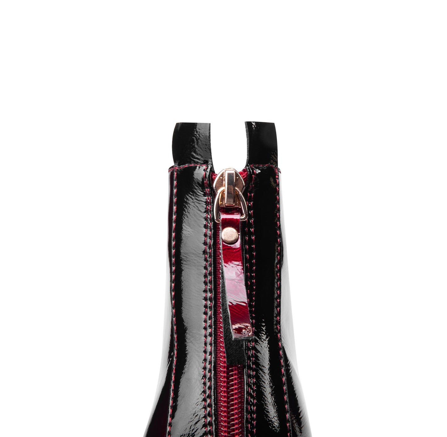 Nine Seven Women's Patent Leather Pointed Toe Handmade Back Zip Modern Mid Chunky Heel Ankle Boots