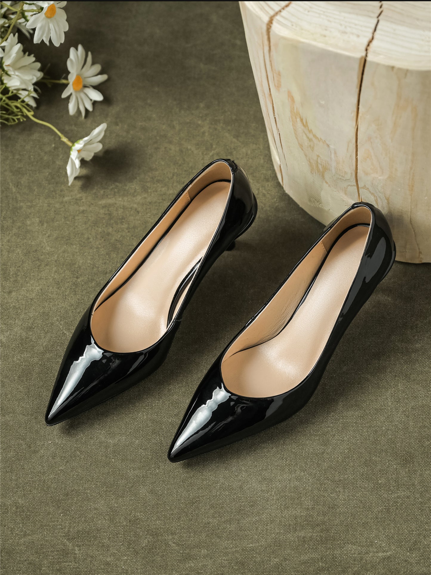 Nine Seven Glossy Patent Leather Handmade Women's Pointed Toe Slip On Stiletto Heel Weeding Pumps Shoes