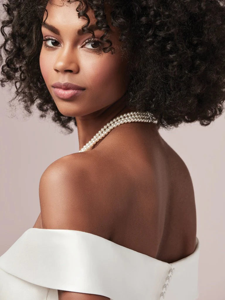 Nine Seven Off Shoulder Button Ivory White Mermaid Bohemian Wedding Dress Customization